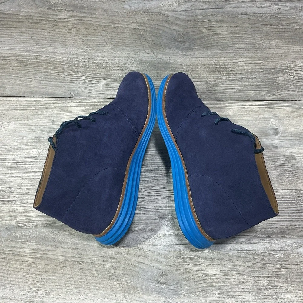 Cole Haan LunarGrand Chukka Boots Mens Size 13 M Blue Suede C13627 Desert Preppy